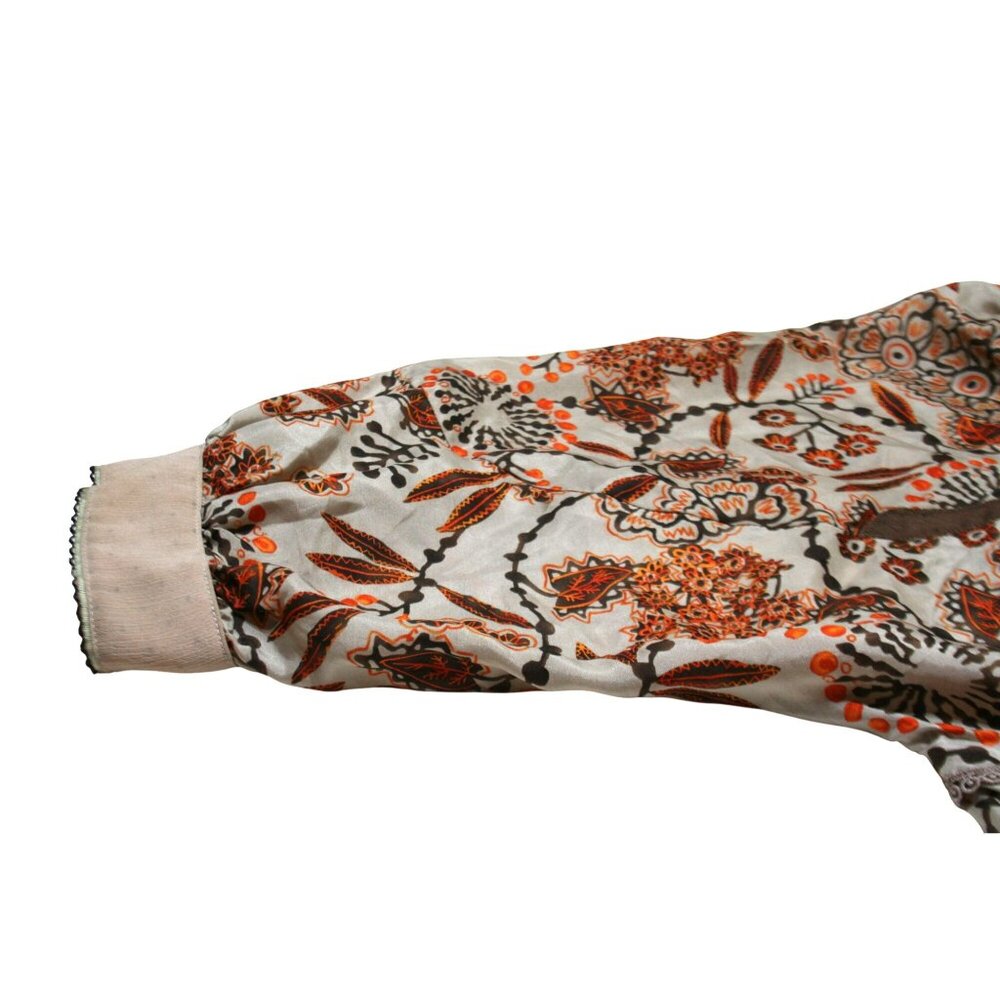 Hanii Y 100% Silk Boho Peasant Top Womens Small Brown Floral Vintage Designer - Picture 5 of 10